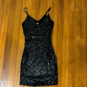 Eight Sixty Matte Black Sequin Dress with Stretch